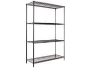 Alera SW50 4818BL Wire Shelving Starter Kit 4 Shelves 48w x 18d x 72h Black