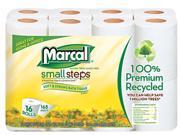Marcal Small Steps 16466 16 PK 100% Premium Recycled 2 Ply Toilet Tissue 16 Rolls per Pack