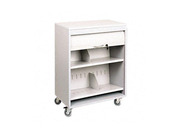 Buddy Products Locking Utility Medical Cart, Two Shelves, 26 x 17-3/4 x 34-3/16h, Platinum
