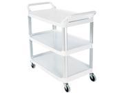 Rubbermaid Commercial 409100CM Open Sided Utility Cart 3 Shelf 40 5 8w x 20d x 37 13 16h Off White