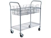 Safco 5236GR Wire Mail Cart 600lbs 18 3 4w x 39d x 38 1 2h Metallic Gray