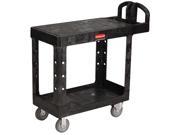 Rubbermaid Flat Shelf Utility Cart 2 Shelf 500lbs 19 x 38 x 33 1 3 Black