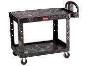 Rubbermaid Flat Shelf Utility Cart 2 Shelf 500lbs 26 x 44 x 33 1 3 Black