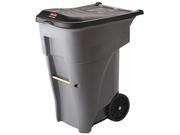 Rubbermaid Commercial 9W21GY Brute Rollout Heavy Duty Waste Container Square Polyethylene 65 gal Gray