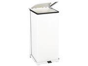 Rubbermaid Commercial ST24EPLWH Defenders Biohazard Step Can Square Steel 24 gal White
