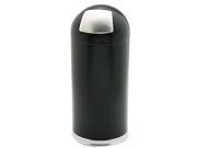 Safco 9636BL Dome Receptacle w Spring Loaded Door Round Steel 15 gal Black