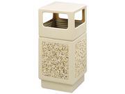 Safco 9472TN Canmeleon Side Open Receptacle Square Aggregate Polyethylene 38 gal Tan