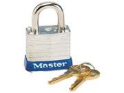 Master Lock 7D Four Pin Tumbler Lock Laminated Steel Body 1 1 8 Wide Silver Blue Two Keys