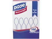 Dixie TH207 Plastic Tableware Heavyweight Teaspoons White 100 Box