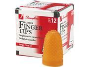 Swingline 54033 Rubber Finger Tips Size 13 Large Amber 12 Pack