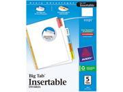 Avery AVE11121 WorkSaver Big Tab Dividers Multicolor Tabs 5 Tab Letter White 1 Set