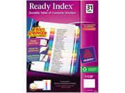 Ready Index Customizable Table of Contents Multicolor Dividers 31 Tab Letter
