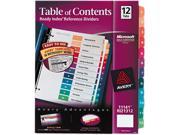Ready Index Customizable Table of Contents Multicolor Dividers 12 Tab Letter