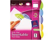 Insertable Style Edge Tab Plastic Dividers 5 Tab Letter