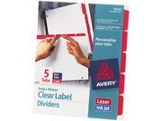 Avery 11412 Index Maker Divider w Color Tabs Red 5 Tab Letter 5 Sets Pack
