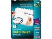Avery AVE11446 Index Maker Clear Label Dividers 5 Tab Letter White 25 Sets
