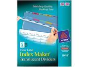 Avery 11452 Index Maker Clear Label Punched Dividers Multicolor 5 Tab Letter