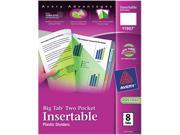 Avery 11907 WorkSaver Big Tab Plastic Dividers Two Slash Pockets 8 Tab Assorted 1 Pack