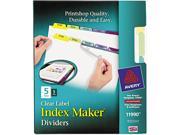 Avery 11990 Index Maker Clear Label Contemporary Color Dividers 5 Tab 5 Sets Pack
