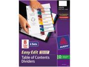 Avery 12172 Ready Index Customizable Table of Contents Asst Dividers 8 Tab Ltr 6 Sets