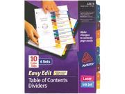 Avery 12173 Ready Index Customizable Table of Contents Asst Dividers 10 Tab Ltr 6 Sets