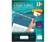 Avery 12452 Index Maker Clear Label Punched Dividers Multicolor 5 Tab Letter 5 Sets Pack