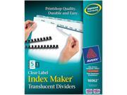 Avery 16062 Index Maker Unpunched Clear Label Dividers 5 Tab Letter 5 Sets Pack