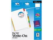 Avery 23079 Big Tab Write On Dividers w Erasable Laminated Tabs Clear Set of 8