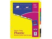 Avery 23084 Plastic Index Dividers White Self Stick Labels 8 Tab Letter 1 Set