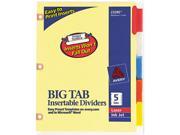 Avery 23280 WorkSaver Big Tab Dividers w CPR Holes Five Multicolor Tabs Letter Buff