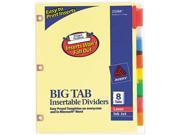 Avery 23284 WorkSaver Big Tab Dividers w CPR Holes Eight Multicolor Tabs Letter Buff