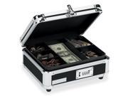 Vaultz VZ01002 Plastic Steel Cash Box w Tumbler Lock Black Chrome