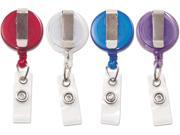 Translucent Retractable ID Card Reel 34 Extension Assorted Colors 4 Pack