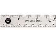 Westcott 10414 Stainless Steel Ruler w Cork Back and Hang Hole 6 Silver