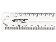 Westcott 45016 Shatter Resistant Plastic Ruler 6 Length Transparent
