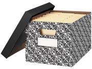 Bankers Box 0022705 STOR FILE Decorative Medium Duty Storage Boxes Letter Black White Brocade