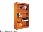 Alera ALEBCS56036MC Square Corner Wood Veneer Bookcase 5 Shelf 35 3 8 x 11 3 4 x 60 Medium Cherry