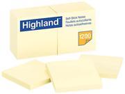 Highland 6549YW Self Stick Pads 3 x 3 Yellow 100 Sheets Pad 12 Pads Pack
