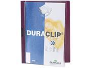 Durable 220331 DuraClip Report Cover w Clip Letter Holds 30 Pages Clear Maroon