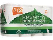 Seventh Generation 13739PK 100% Recycled Paper Towel Rolls 2 Ply White 156 Sheets Roll 8 Rolls Pack