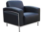 Boss Office Supplies BR99001 BK Black CaressoftPlusâ„¢ Lounge Chair W Chrome Frame