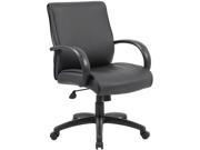 Boss Office Supplies B7717A BK Mid Back Executive Chair Aluminum Finish Black Upholstery Knee Tilt