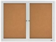 Quartet 2124 Enclosed Cork Bulletin Board for Outdoor Use 4 x 3 2 Door Aluminum Frame