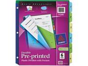 Avery 11295 Durable Pre Printed Plastic Dividers with Pockets 6 Tab Set