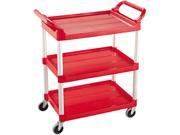 Rubbermaid Commercial RCP 3424 88 RED 3 Shelf Service Cart 200 lb Cap. 18 5 8w x 33 5 8d x 37 3 4h Red