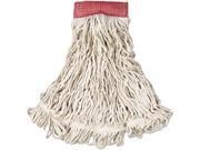 Rubbermaid Commercial RCP A153 WHI Web Foot Wet Mops Cotton Synthetic White Large 5 Red Headband