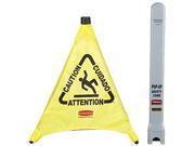 Rubbermaid Commercial RCP 9S00 YEL Multi Lingual Caution Safety Cone Caution Preprinted Yellow