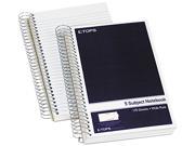 Tops 63859 5 Subject Notebook 9.5 in x 6 in Kraft Dividers White