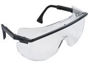 Uvex 763 S2500 Astro OTG 3001 Wraparound Safety Glasses Black Plastic Frame Clear Lens