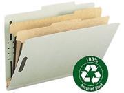 Smead 19022 Gray Green 100% Recycled Pressboard Colored Classification Folders 8.50 Wx 14 L Sheet Size 2 Dividers 10 Box 1 Box